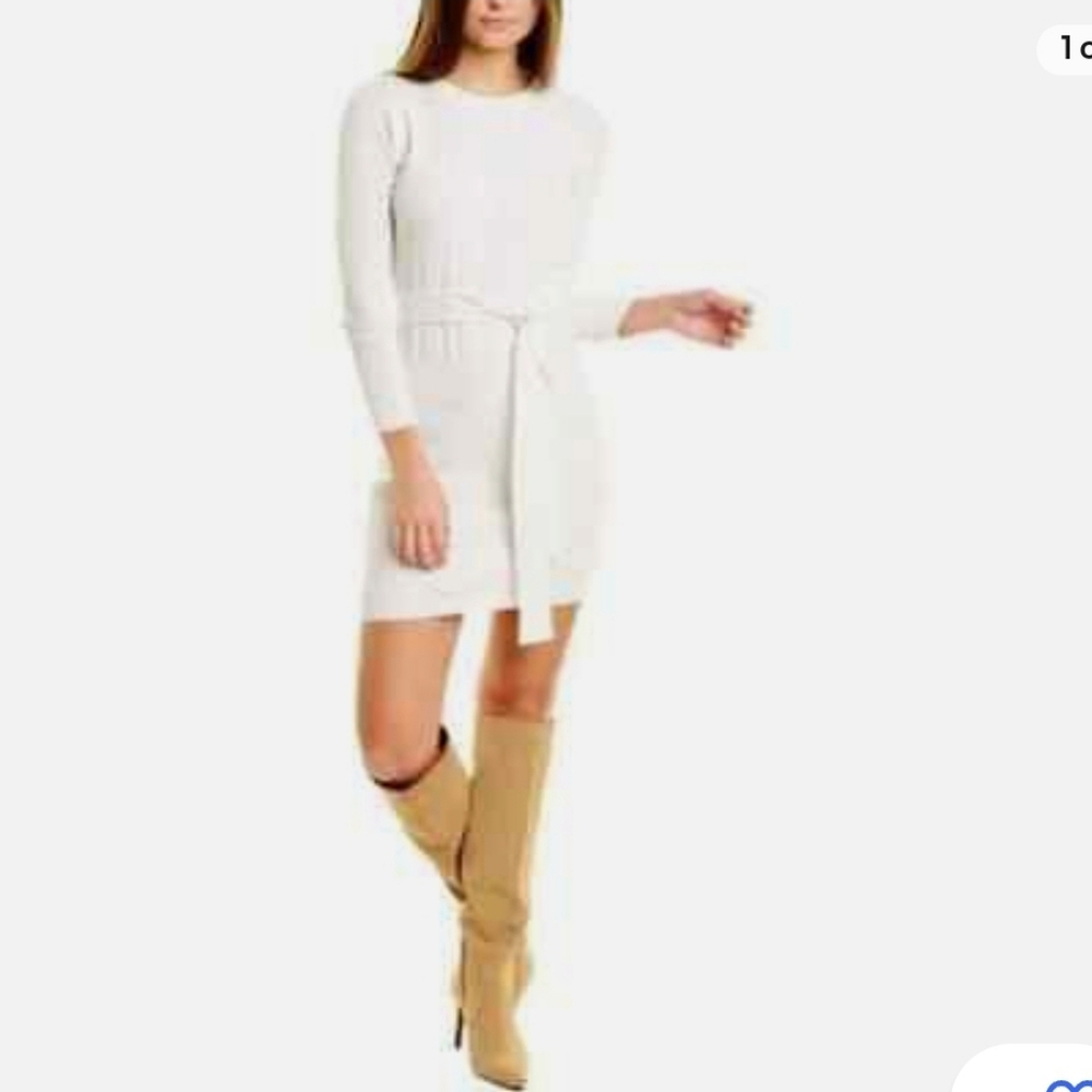 🌟BRAND NEW🌟AREA STARS: White Cotton Belted Sweater Dress (SZ M)
